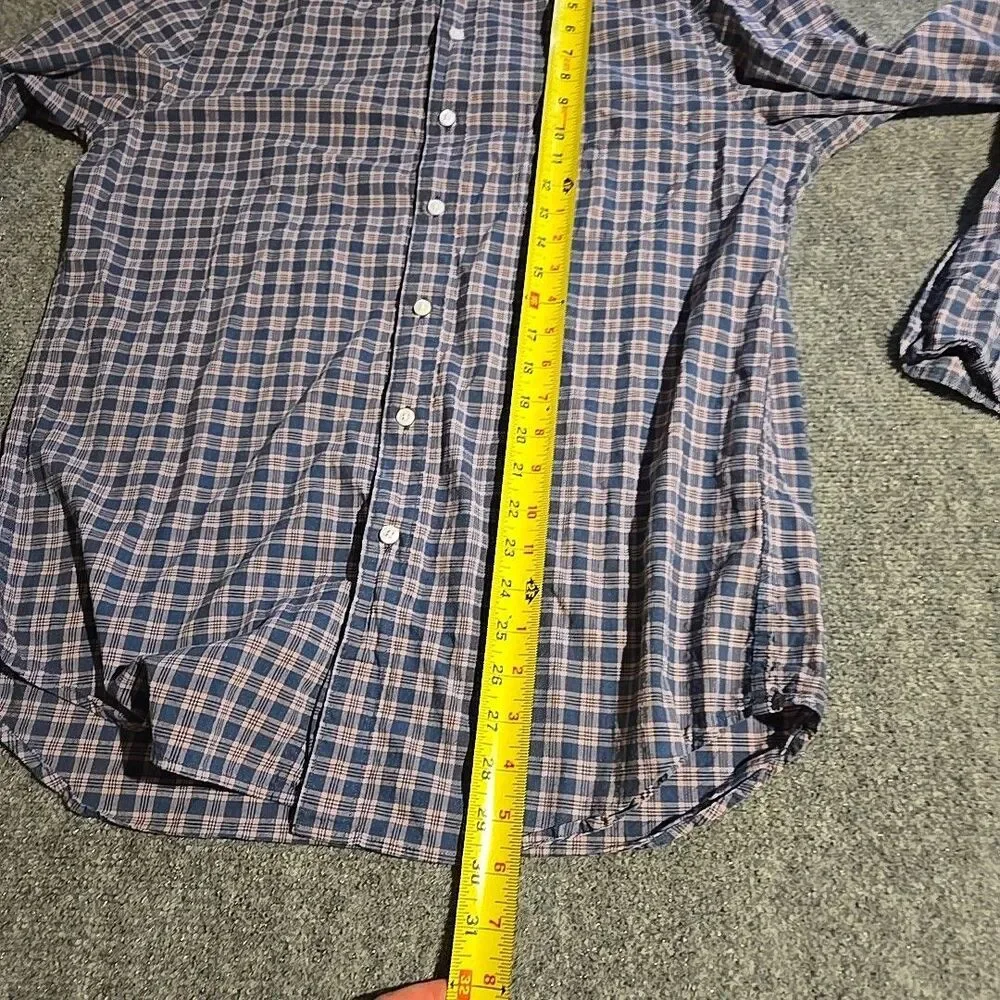 J Crew Shirt Mens Medium Blue/Pink Plaid Classic Fit Long Sleeve Button Down
